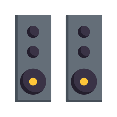 Speakers, Animated Icon, Flat
