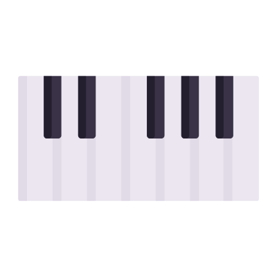 Piano Keyboard, Animated Icon, Flat