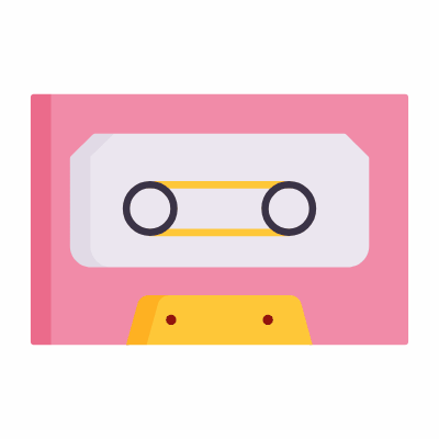 Cassette Tape, Animated Icon, Flat