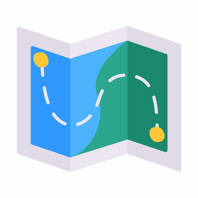 Map Route, Animated Icon, Flat