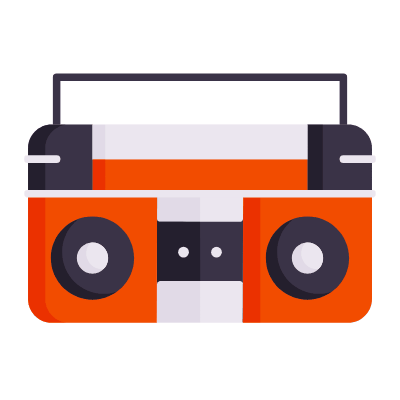 Boombox, Animated Icon, Flat