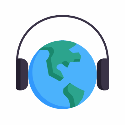 Globe Headphones, Animated Icon, Flat