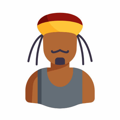 Man Rastafari, Animated Icon, Flat