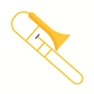 Trombone, Animated Icon, Flat