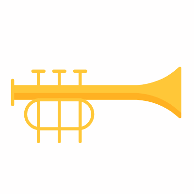 Trumpet, Animated Icon, Flat