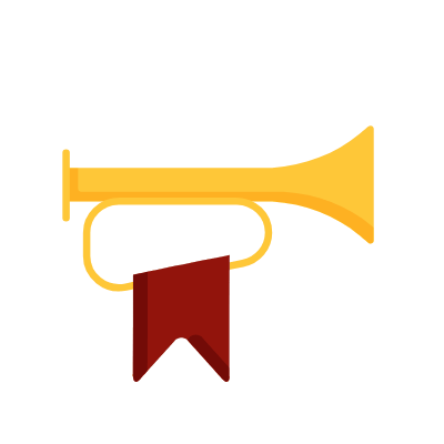 Bugle, Animated Icon, Flat