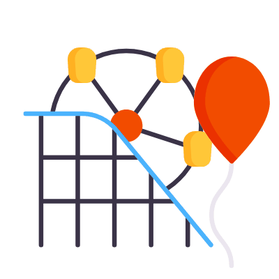 Amusement Park, Animated Icon, Flat