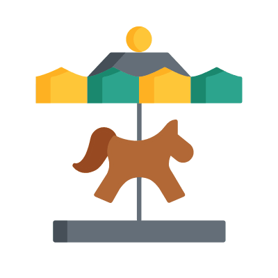 Carousel Horse, Animated Icon, Flat