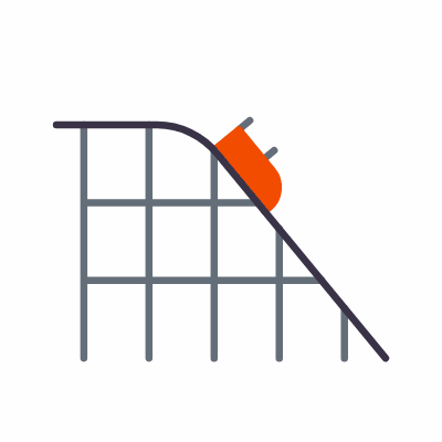 Roller Coaster, Animated Icon, Flat