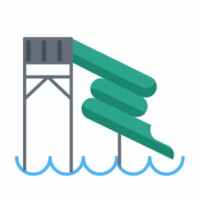 Water Slide, Animated Icon, Flat