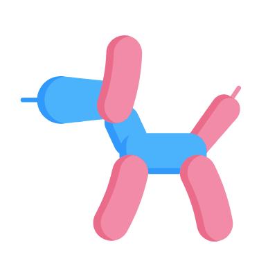 Balloon Dog, Animated Icon, Flat