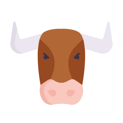 Bull, Animated Icon, Flat