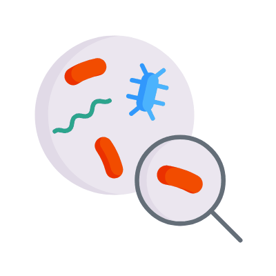 Bacterias Magnifier, Animated Icon, Flat