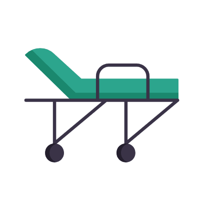 Hospital Stretcher, Animated Icon, Flat