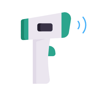 Thermometer Gun, Animated Icon, Flat
