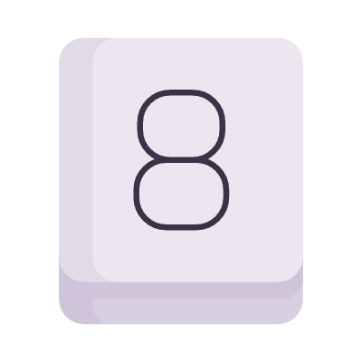 Eight Key, Animated Icon, Flat