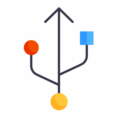 USB Connector, Animated Icon, Flat