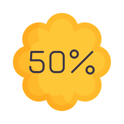 Coupon Sale 50%, Animated Icon, Flat