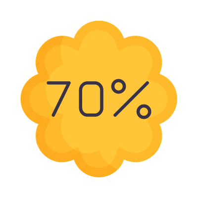 Coupon Sale 70%, Animated Icon, Flat