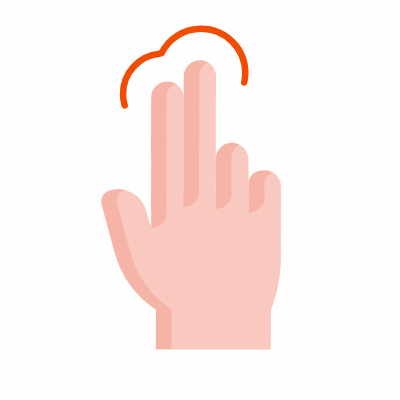 Tap Two Fingers, Animated Icon, Flat