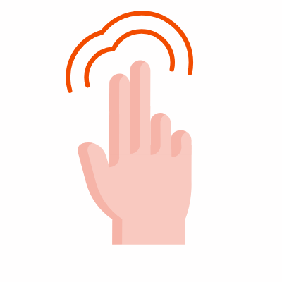 Tap Two Fingers Twice, Animated Icon, Flat