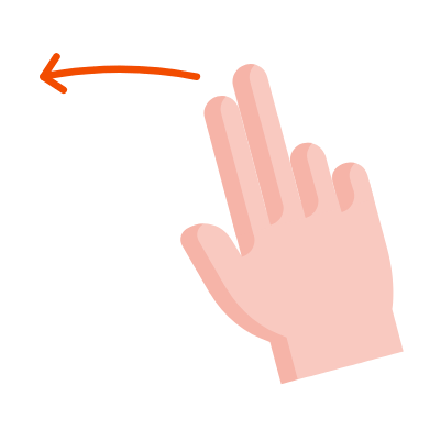 Two Fingers Swipe Left, Animated Icon, Flat