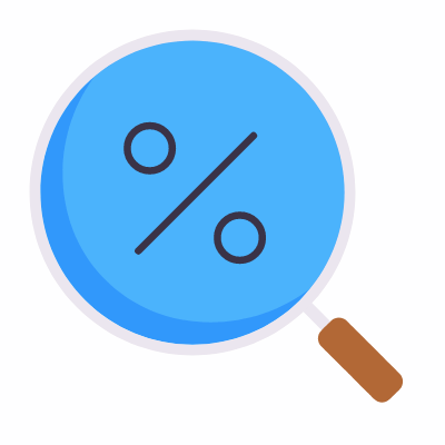 Magnifier Percent, Animated Icon, Flat