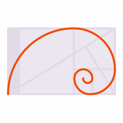 Fibonacci Arcs, Animated Icon, Flat