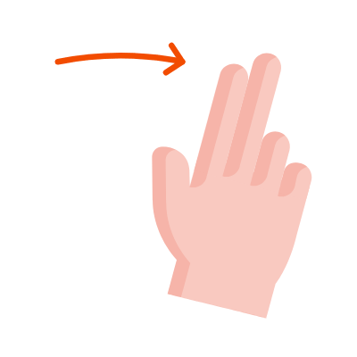 Two Fingers Swipe Right, Animated Icon, Flat