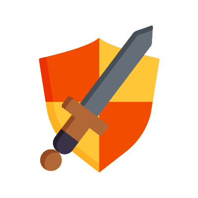 Shield Sword, Animated Icon, Flat