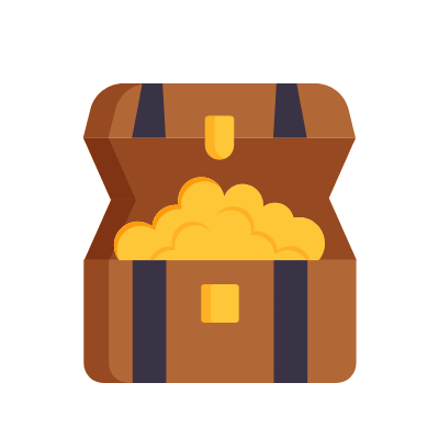Treasure Chest Open, Animated Icon, Flat