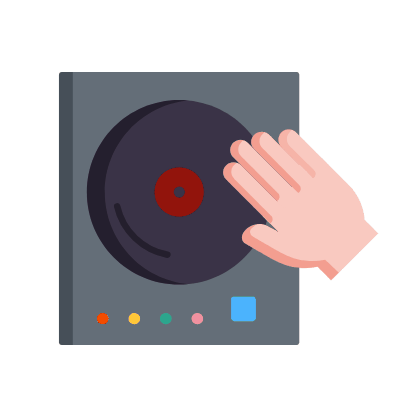 Turntable DJ, Animated Icon, Flat