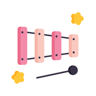 Cymbals Toy, Animated Icon, Flat