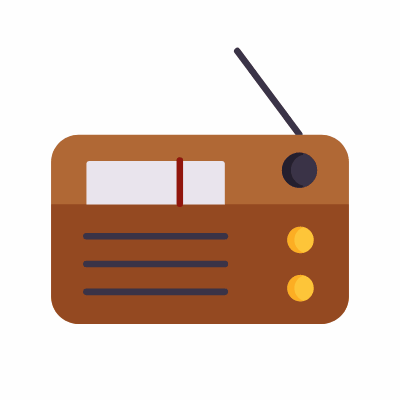 Radio Station, Animated Icon, Flat