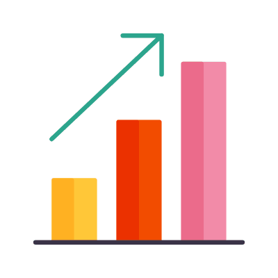 Bar Chart Arrow Up, Animated Icon, Flat