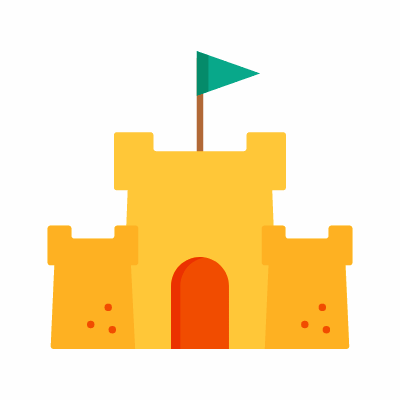 Sand Castle, Animated Icon, Flat