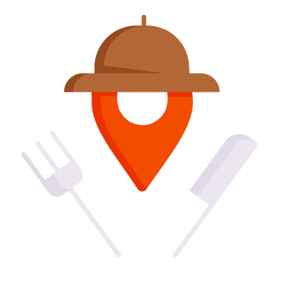 Pin Location Food, Animated Icon, Flat