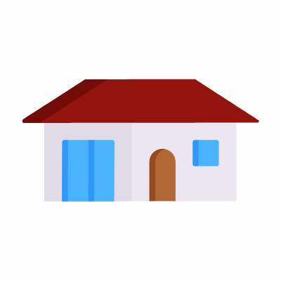 Bungalow, Animated Icon, Flat
