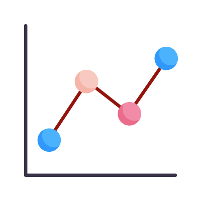 Line Chart Grow, Animated Icon, Flat