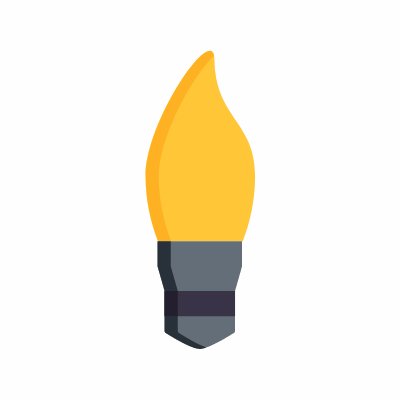 Flame Bulb, Animated Icon, Flat