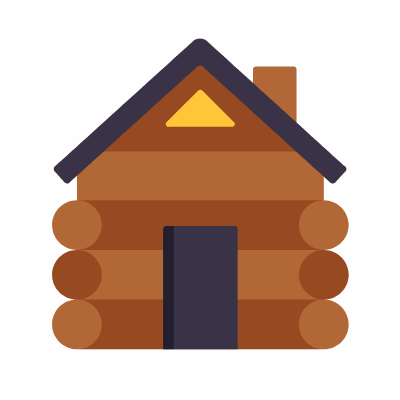 Cabin, Animated Icon, Flat
