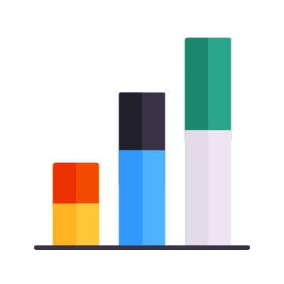 Bar Chart Stacked Vertical Grow, Animated Icon, Flat