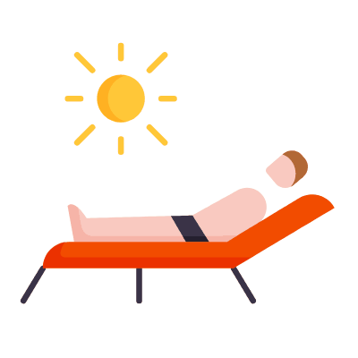 Sunbathing, Animated Icon, Flat