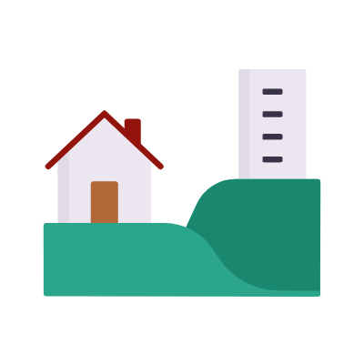 Building Inland, Animated Icon, Flat
