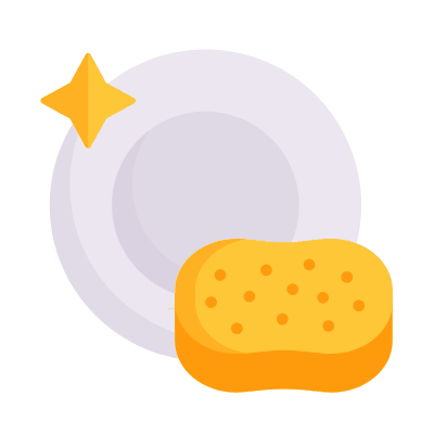 Plate Cleaning, Animated Icon, Flat