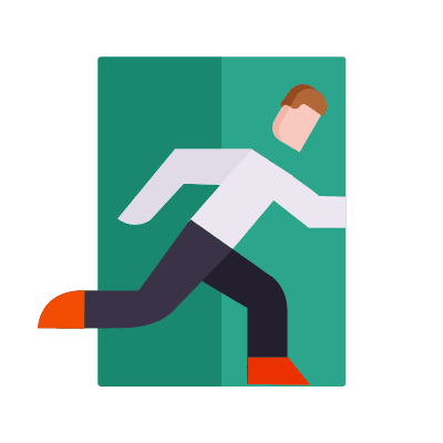 Exit Sign, Animated Icon, Flat