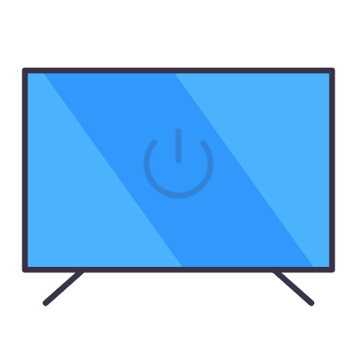 TV Turn On, Animated Icon, Flat