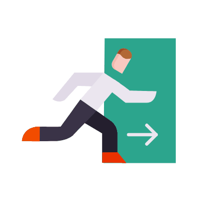 Emergency Exit, Animated Icon, Flat