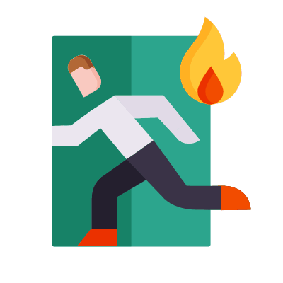 Fire Exit, Animated Icon, Flat