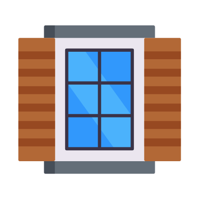 Window Shutters, Animated Icon, Flat